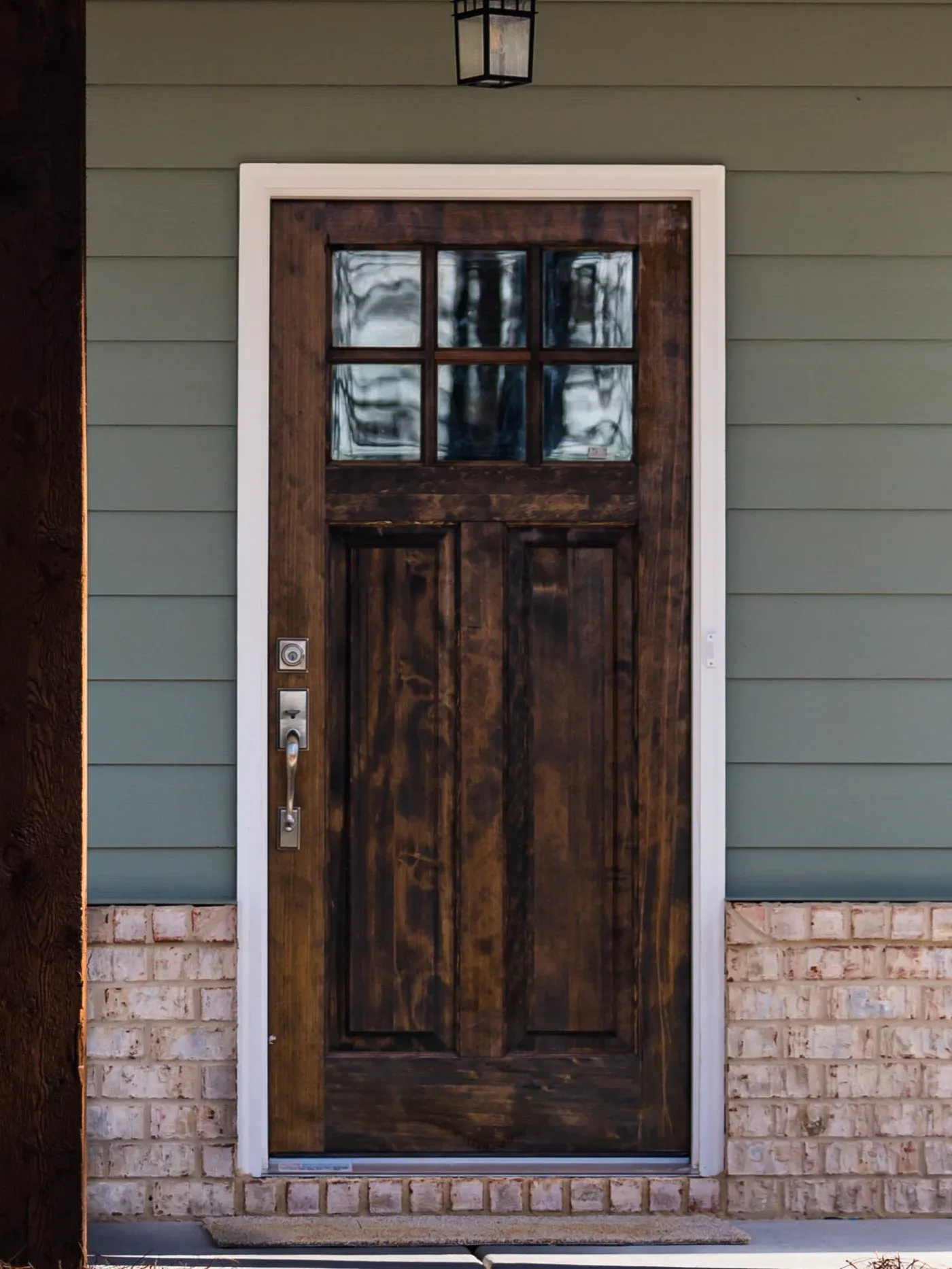 A stylish new wood door in a house in North Atlanta.