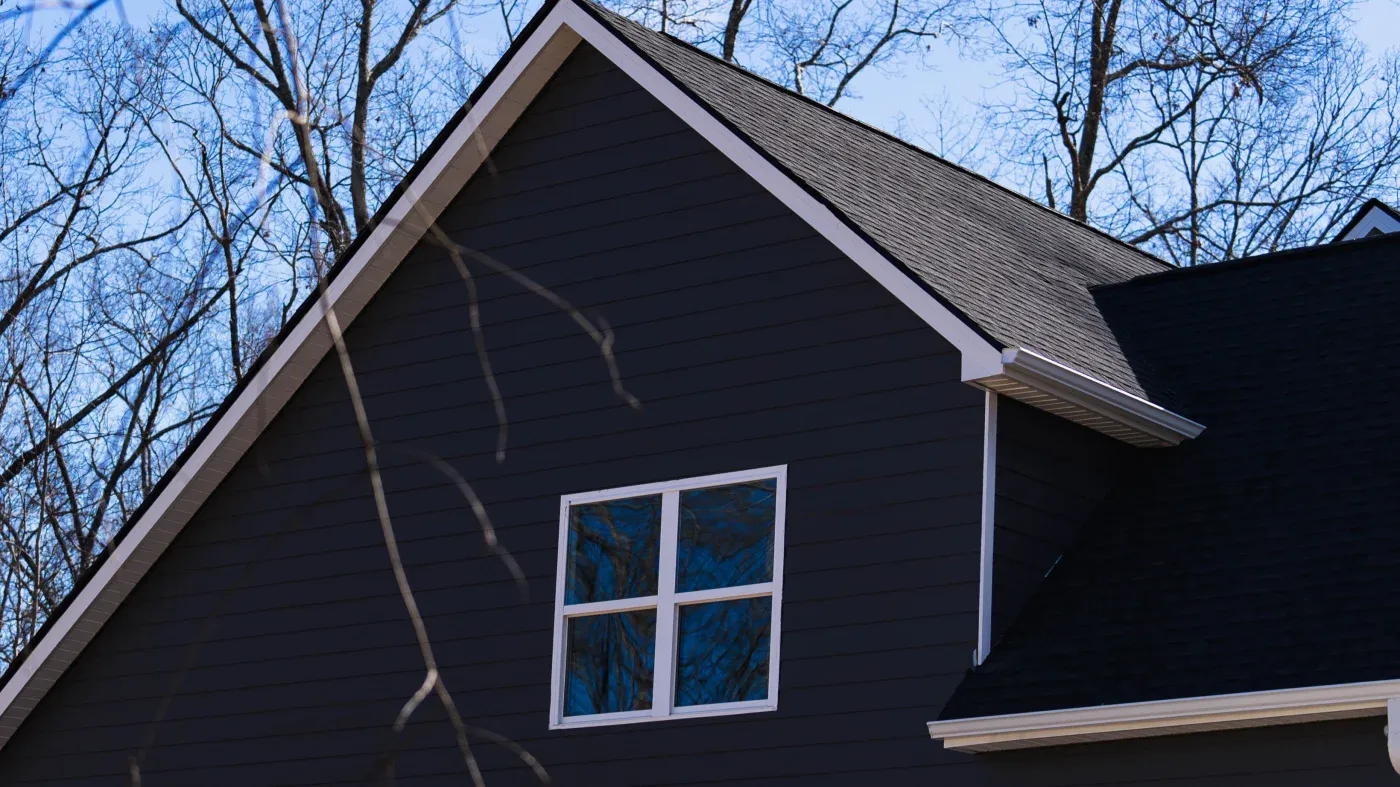 A newly installed black roof on a North Atlanta home.