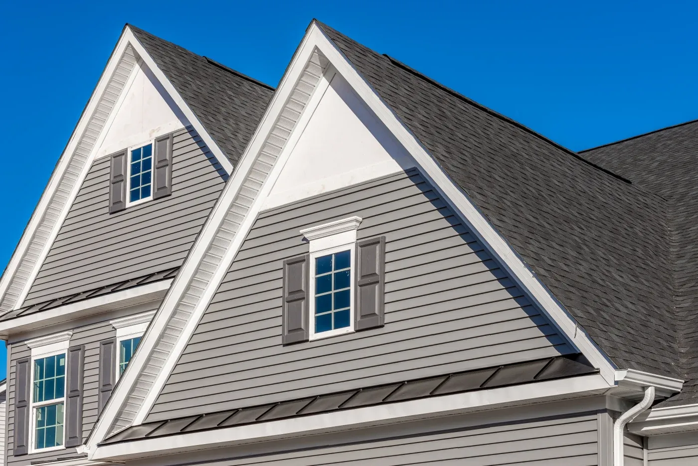 A close-up of a completed residential siding project in the local area