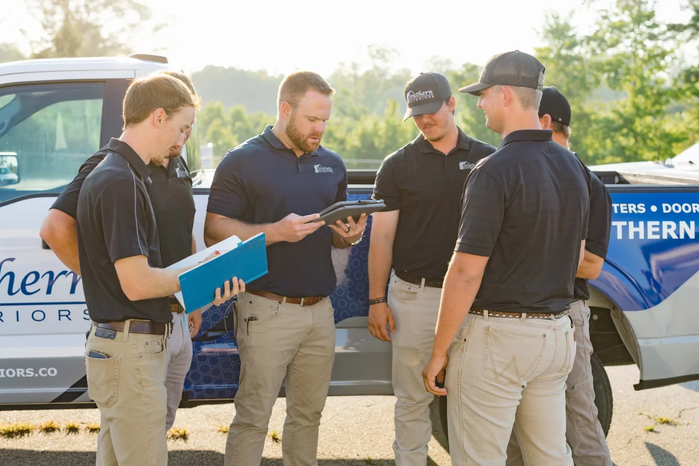 Skilled Southern Exteriors installers at work on a Southeast home