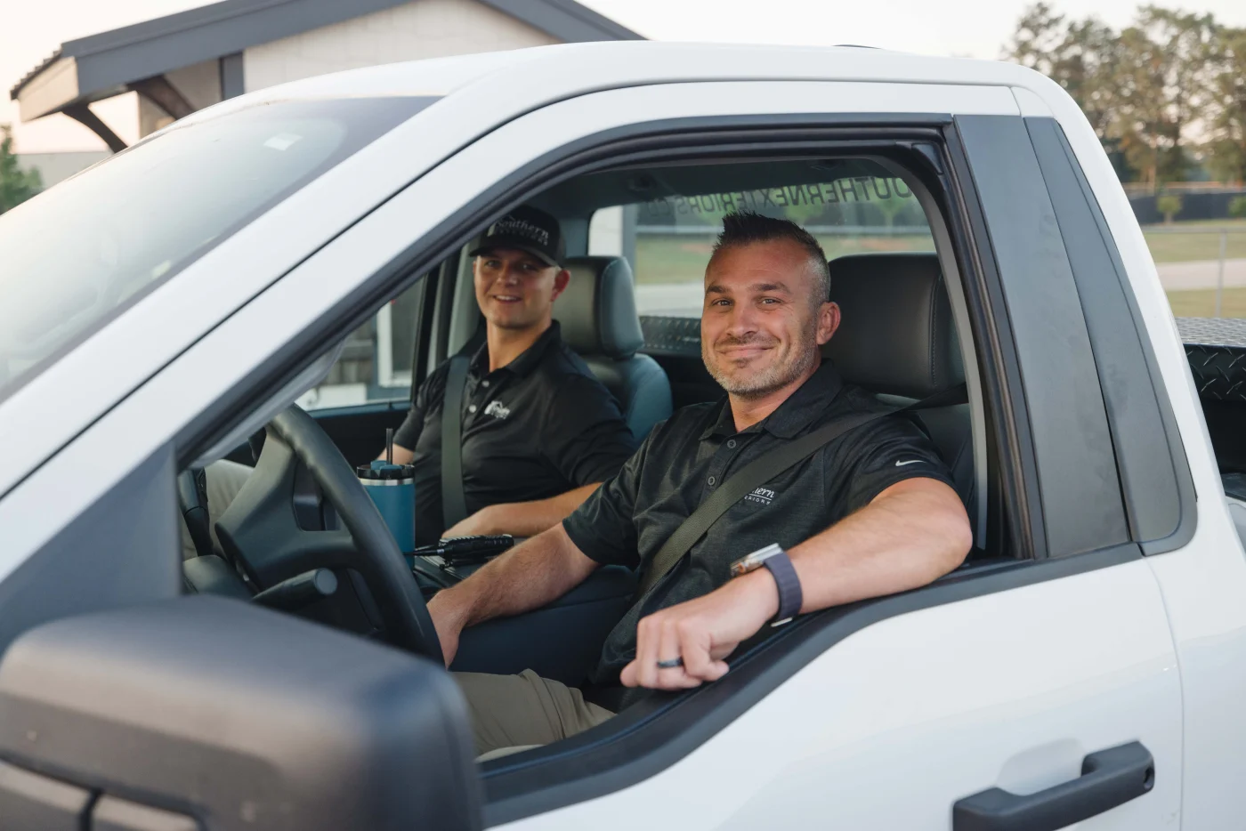 A Southern Exteriors repair team truck